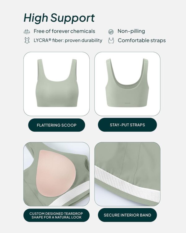 PAVOI ACTIVE Buttery Soft Sports Bras for Women – High Support Low Scoop…