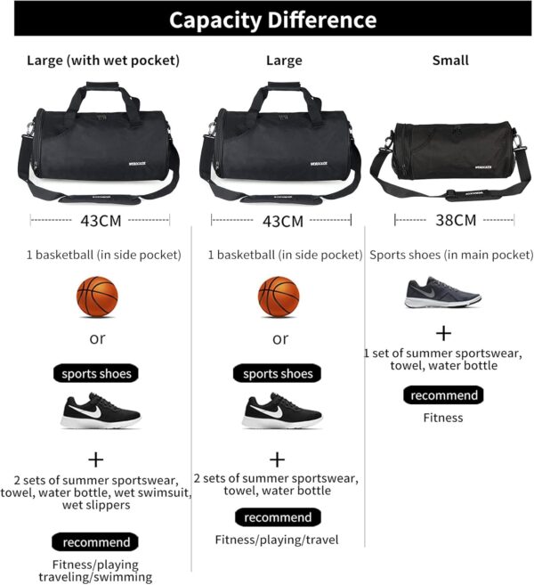 Large Sports Gym Bag for Men Women with Shoes Compartment,Travel Duffel Bag
