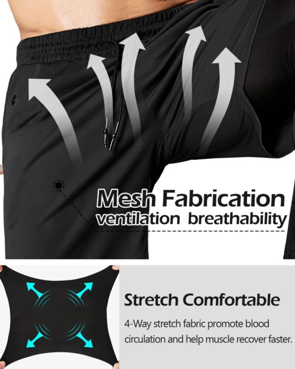 Aolesy Men’s 2 in 1 Running Compression Pants, Black, High Rise, Athletic Tapered