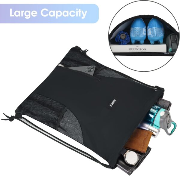 WANDF Drawstring Backpack Sports Gym Sackpack with Mesh Pockets Water…