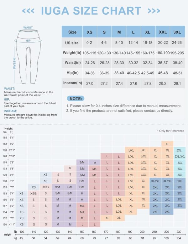 IUGA High Waist Yoga Pants with Pockets, Leggings for Women Tummy Control,…