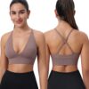Evercute Women’s Sports Bras Adjustable Deep V Neck Bras Wireless Spaghetti…