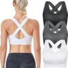 FITTIN Sports Bras Pack for Women - Padded Cross Back Support Seamless Strap...