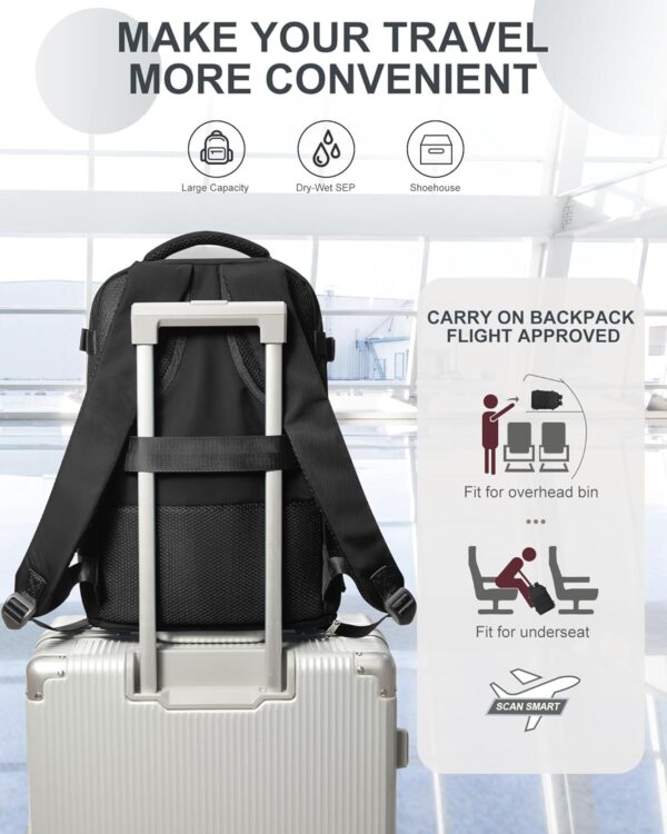 coowoz Travel Backpack Carry On for Women Man Black Gym Backpack with Laptop…