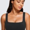 CRZ YOGA Butterluxe Womens Square Neck Longline Sports Bra – Workout Crop…