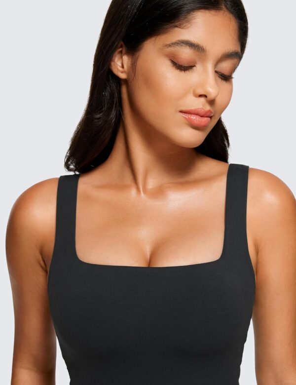 CRZ YOGA Butterluxe Womens Square Neck Longline Sports Bra – Workout Crop…