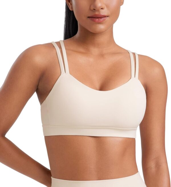 CRZ YOGA Softness Mold Butterluxe V Neck Sports Bras for Women – Workout Top…