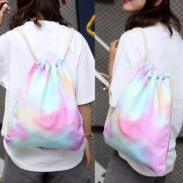 12 Pcs Tie Dye Drawstring Bags White Sublimation Blank Backpack Drawstring…