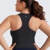 CRZ YOGA Womens Seamless Ribbed Longline High Neck Sports Bra – Racerback…