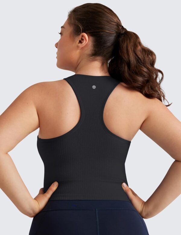 CRZ YOGA Womens Seamless Ribbed Longline High Neck Sports Bra – Racerback…