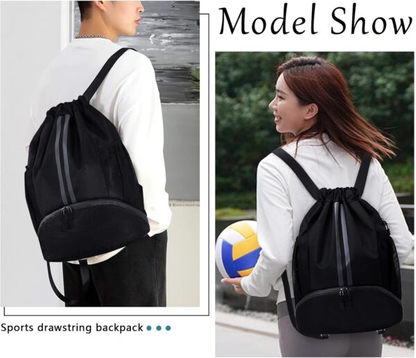 HUA ANGEL Waterproof Drawstring Backpack Lightweight Nylon Gym Bag with Shoe…