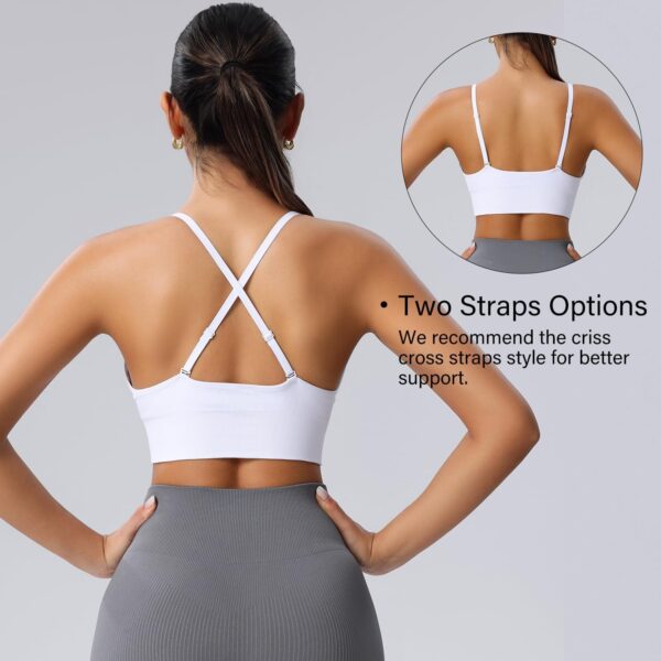 Evercute Women’s Sports Bras Adjustable Deep V Neck Bras Wireless Spaghetti…