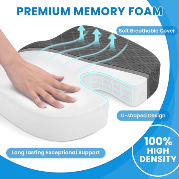 TushGuard Seat Cushion – Memory Foam Cushion for Office Chair, Car Seat, Airplane,…