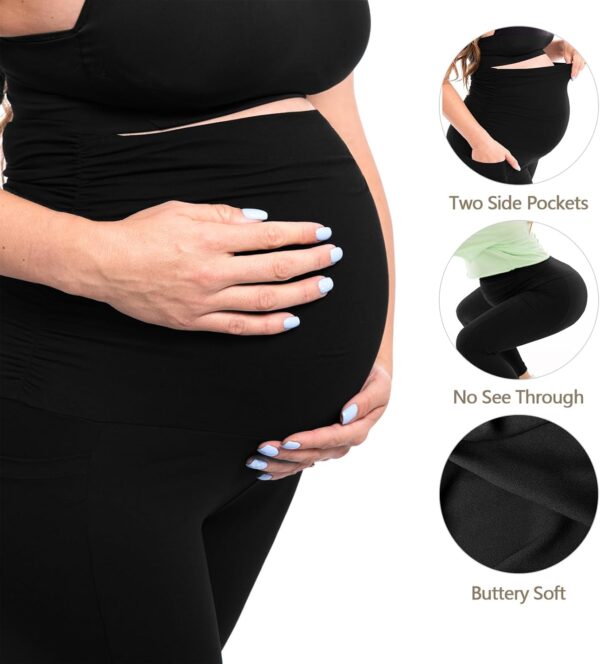 Walifrey Women’s Maternity Leggings with Pockets Over The Belly,Pregnancy…