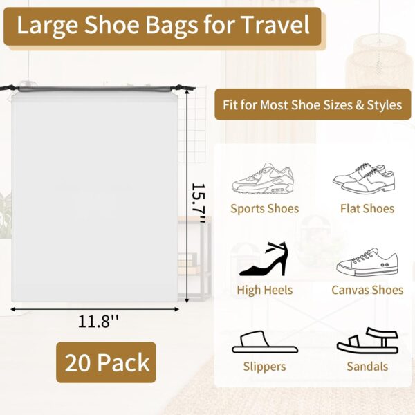 20 Pack Shoe Bags for Travel, 15.7″ x 11.8″ Clear Travel Shoe Bags for…