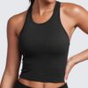 CRZ YOGA Womens Seamless Ribbed Longline High Neck Sports Bra – Racerback…
