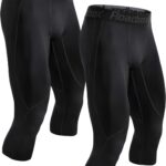 Roadbox 2 Pack Men's 3/4 Compression Pants, Athletic Basketball Workout Tights...