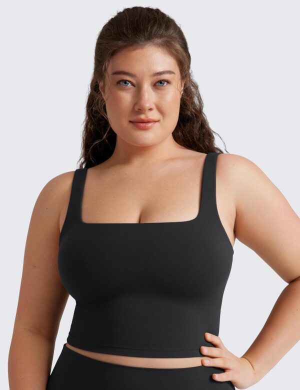 CRZ YOGA Butterluxe Womens Square Neck Longline Sports Bra – Workout Crop…