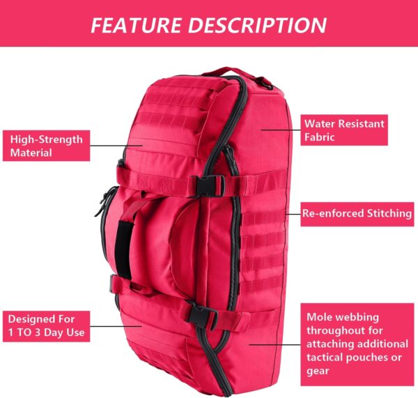 65L Large Duffle Bag, 3-in-1 Tactical Backpack MOLLE Pack for Sports, Gym,…