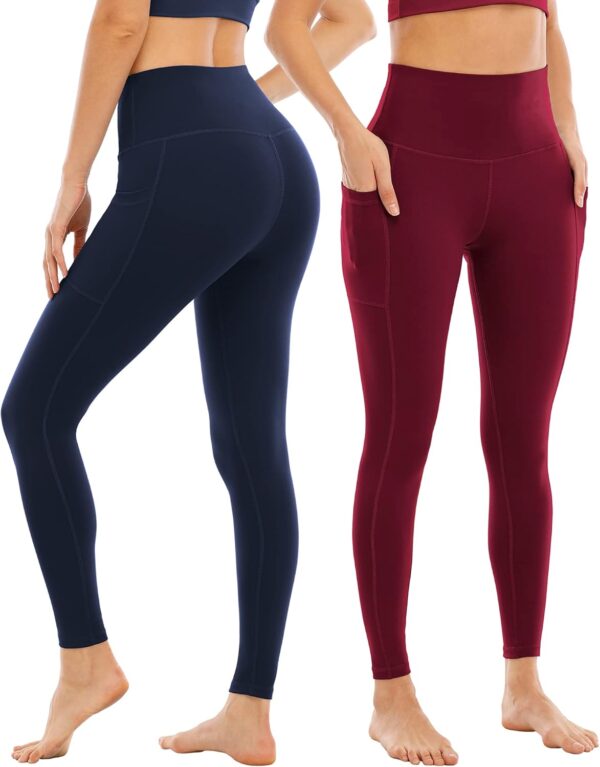 4 Pack Leggings with Pockets for Women,High Waist Tummy Control Workout Yoga…