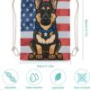 Police Dog Blue Line American Flag Drawstring Backpack Gym Bag Pull String…
