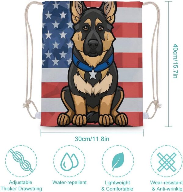 Police Dog Blue Line American Flag Drawstring Backpack Gym Bag Pull String…
