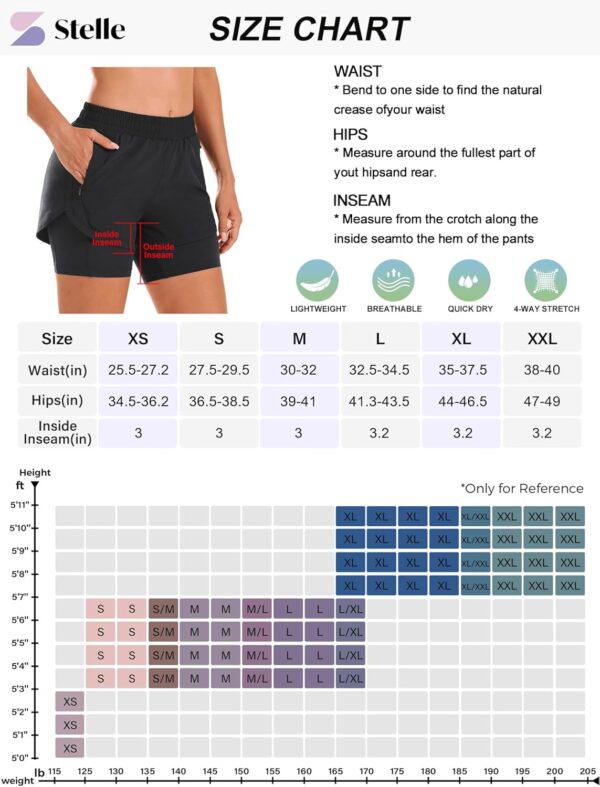Stelle Women 2 in 1 Running Shorts High Waisted Athletic Shorts Gym Workout Shorts…