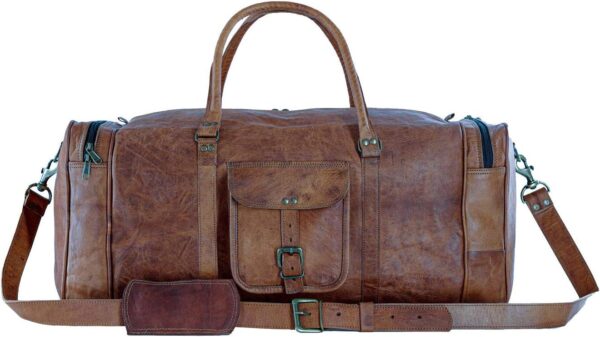21 Inch Vintage Leather Duffel Travel Gym Sports Overnight Weekend Duffle…