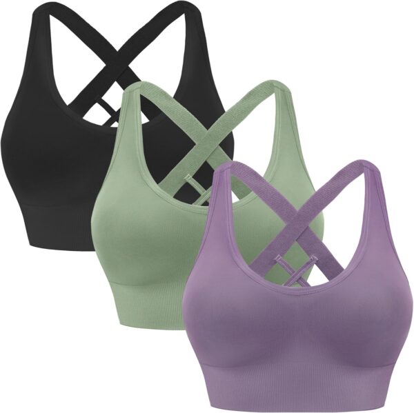 Sports Bras for Women High Impact Cross Back Strappy Bras Cropped Padded…