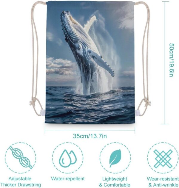 Humpback Sea Whale Ocean Animal Drawstring Backpack Gym Bag Pull String…