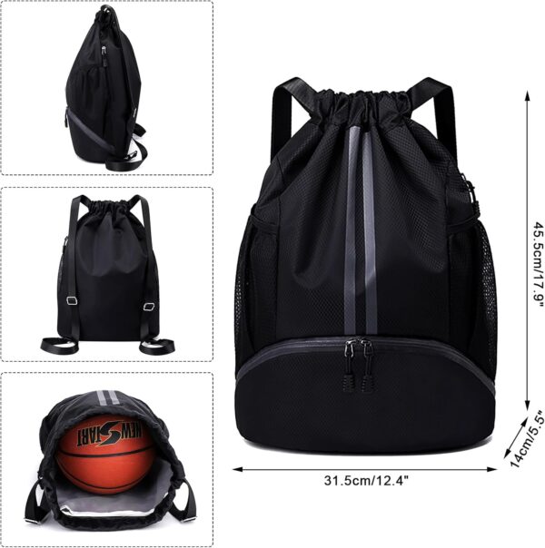 HUA ANGEL Waterproof Drawstring Backpack Lightweight Nylon Gym Bag with Shoe…