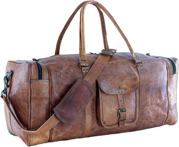 21 Inch Vintage Leather Duffel Travel Gym Sports Overnight Weekend Duffle…