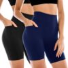 2 Pack Womens Biker Shorts with Pockets, High Waisted Yoga Shorts for Women Running...