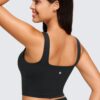 CRZ YOGA Butterluxe Womens Square Neck Longline Sports Bra – Workout Crop…