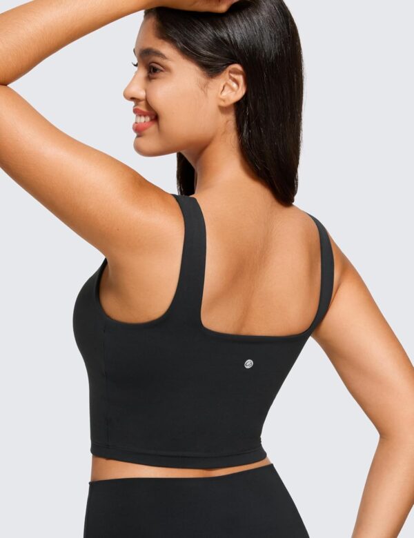 CRZ YOGA Butterluxe Womens Square Neck Longline Sports Bra – Workout Crop…