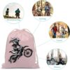 Dirt Bike Motocross USA Flag Drawstring Backpack Gym Bag Pull String Sport…