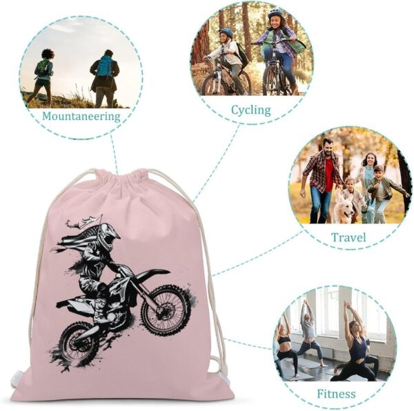 Dirt Bike Motocross USA Flag Drawstring Backpack Gym Bag Pull String Sport…