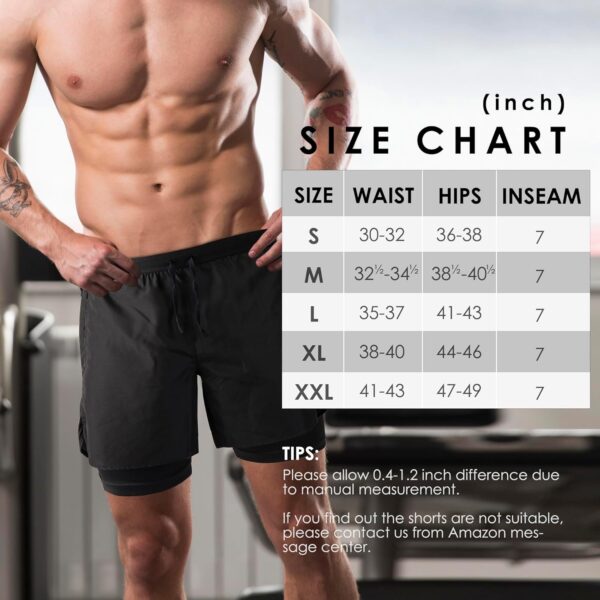 NIMOJIRO Men’s 2 in 1 Running Shorts Workout Athletic Training Gym Outdoor Sports Shorts