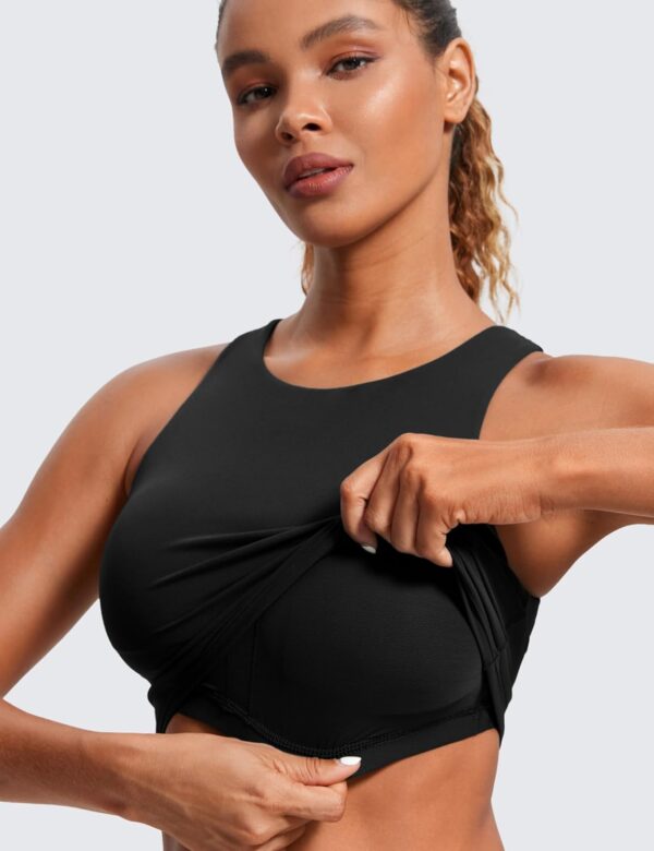 CRZ YOGA Butterluxe Racerback Longline Sports Bras for Women – High Neck…