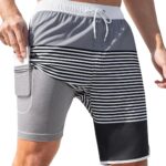 SILKWORLD Mens Swim Trunks with Compression Liner 9 Inch Long Bathing Suit 2 in 1...