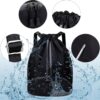 HUA ANGEL Waterproof Drawstring Backpack Lightweight Nylon Gym Bag with Shoe…