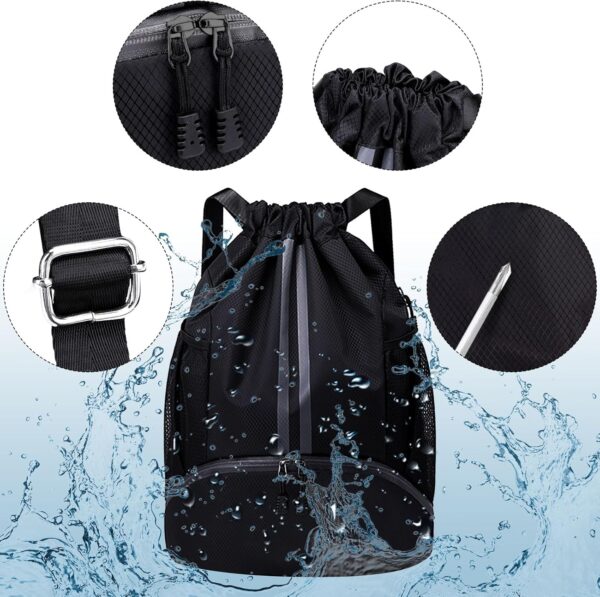HUA ANGEL Waterproof Drawstring Backpack Lightweight Nylon Gym Bag with Shoe…