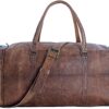 21 Inch Vintage Leather Duffel Travel Gym Sports Overnight Weekend Duffle…