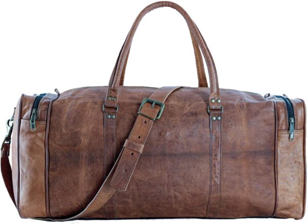 21 Inch Vintage Leather Duffel Travel Gym Sports Overnight Weekend Duffle…