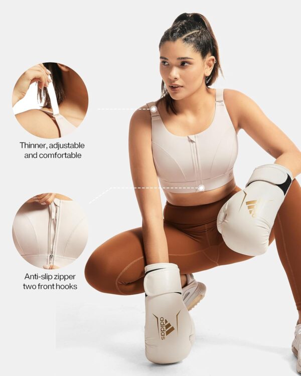 Adjustable High Impact Sports Bras for Women Zip Front Full Coverage and…