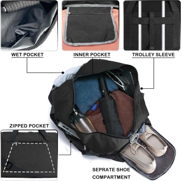 Gym Bags for Women Men with Wet & Shoe Compartment, 40L Foldable Travel…
