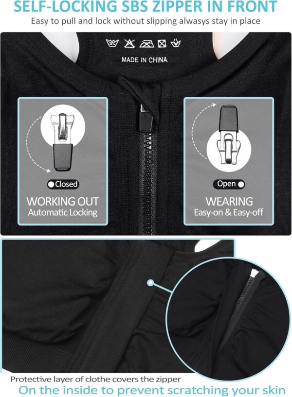Women’s Zip Front Sports Bra Wireless Post-Surgery Bra Active Yoga Sports Bras