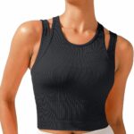 RUNNING GIRL Sports Bras for Women High Impact Seamless Ribbed Longline High...