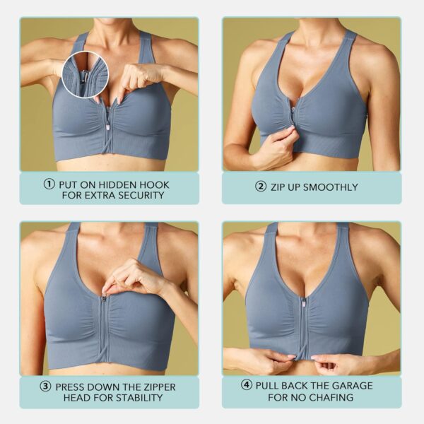 Evercute Zip Front Post-Surgery Bra Women’s Wireless Sports Bras Padded…