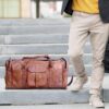 21 Inch Vintage Leather Duffel Travel Gym Sports Overnight Weekend Duffle…